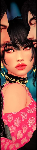 Free dark romance bookmark featuring an Asian couple in a three-of-a-kind motif